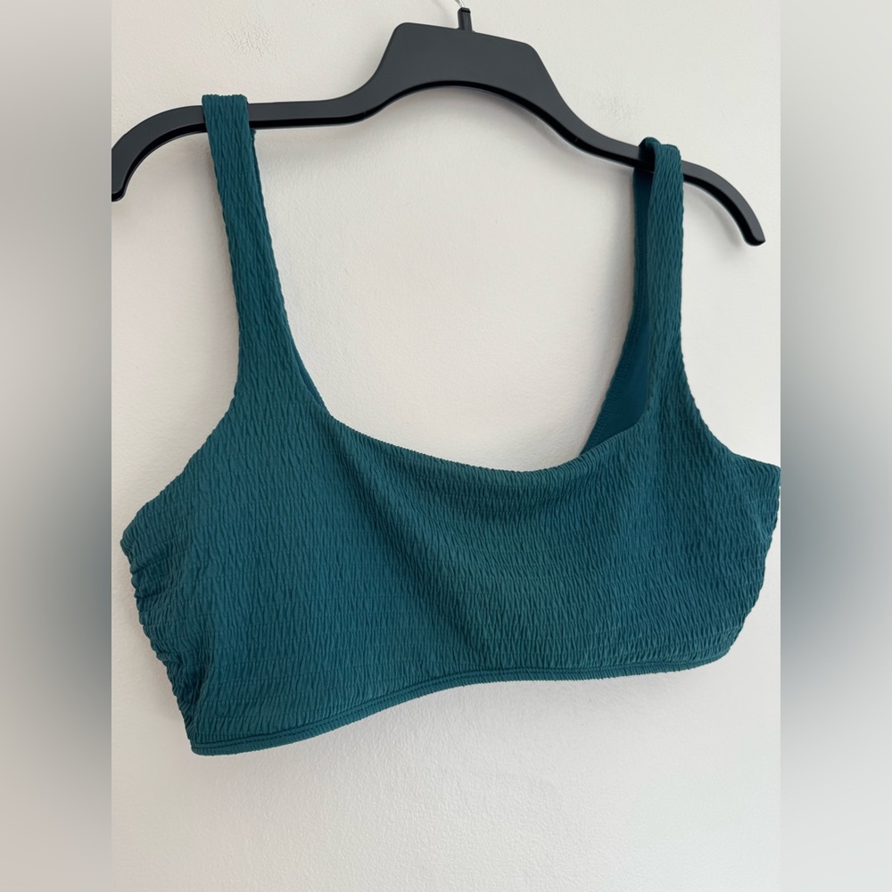 aerie Teal Textured Scoop Bikini Top